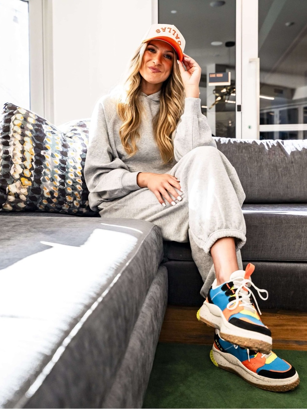 HOLO Colorful Chunky Sneakers with Blue, Orange & Black Accents 90s Sneakers